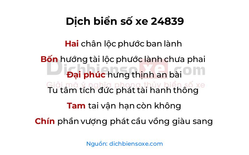 Dịch thơ biển số 24839