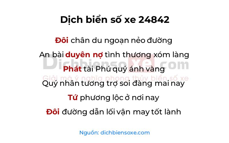 Dịch thơ biển số 24842