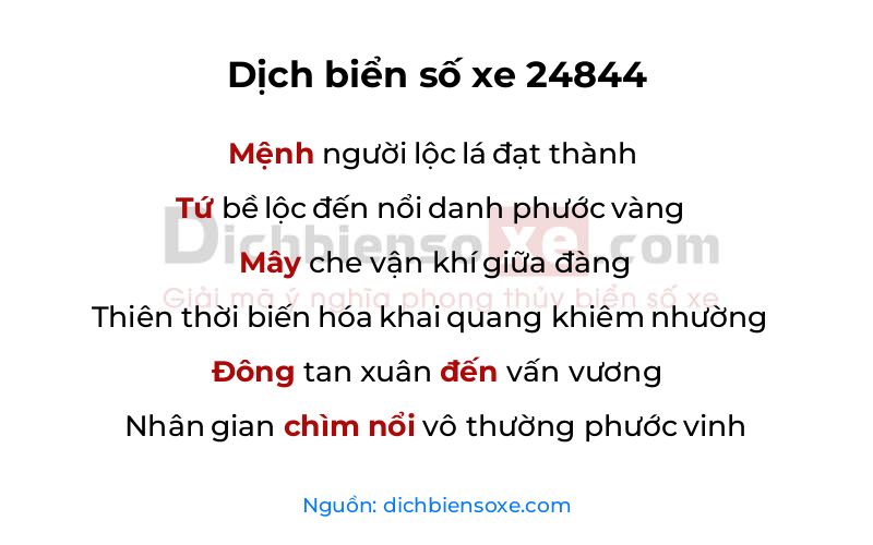 Dịch thơ biển số 24844