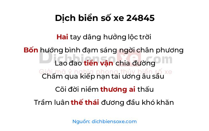 Dịch thơ biển số 24845