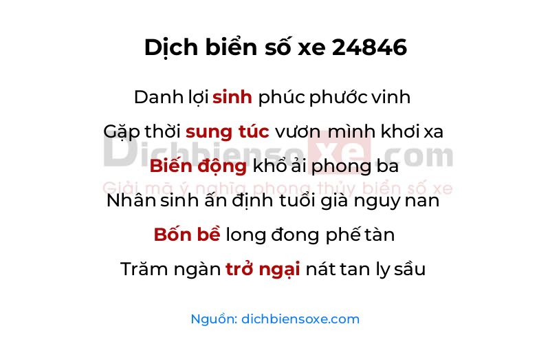 Dịch thơ biển số 24846