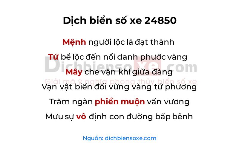 Dịch thơ biển số 24850