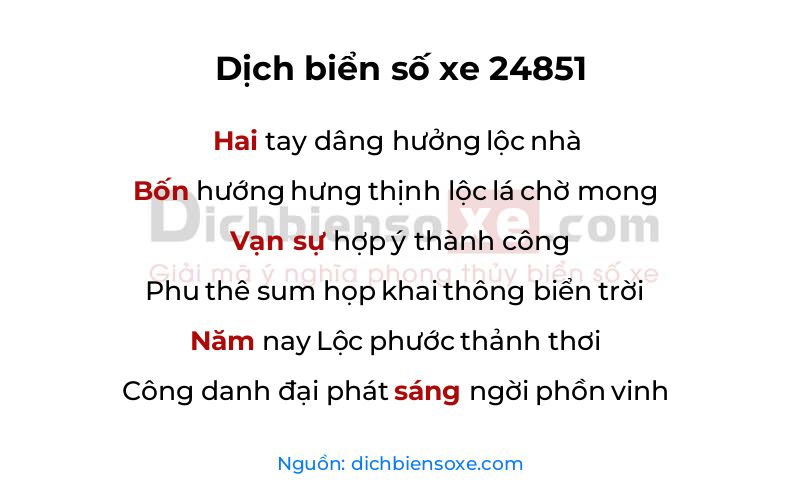 Dịch thơ biển số 24851