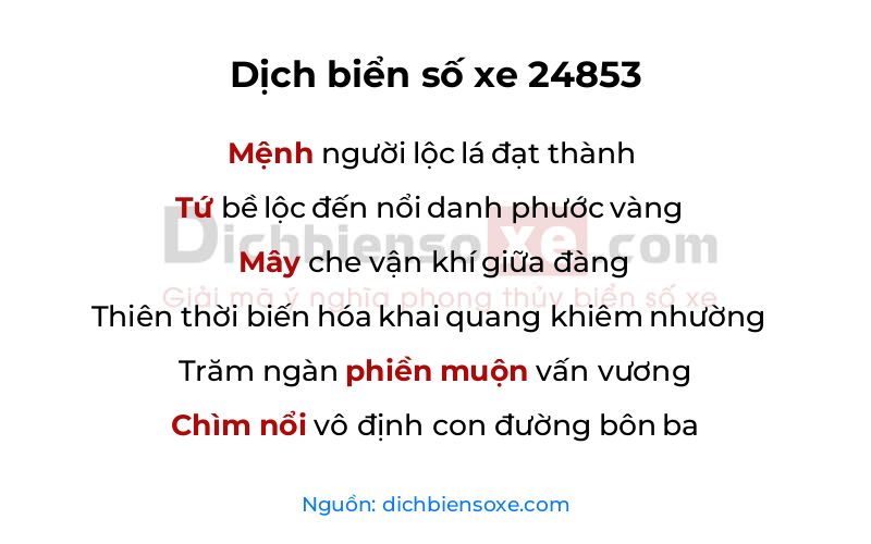 Dịch thơ biển số 24853