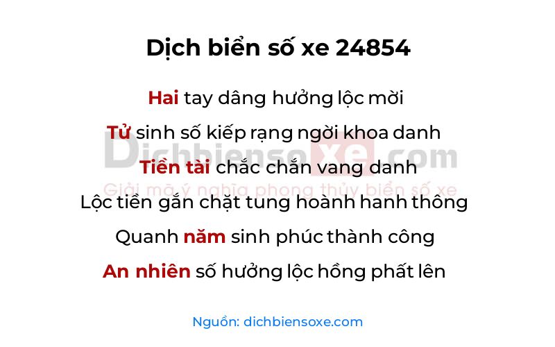 Dịch thơ biển số 24854