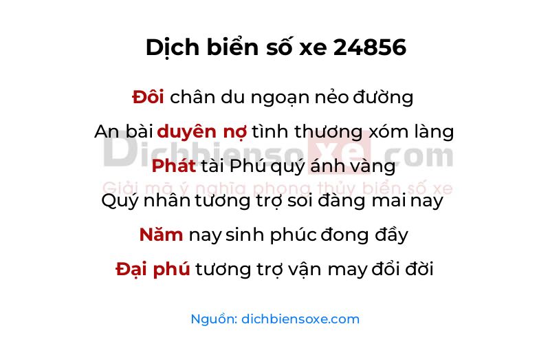 Dịch thơ biển số 24856