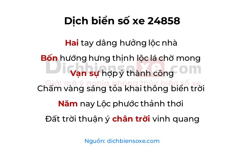 Dịch thơ biển số 24858