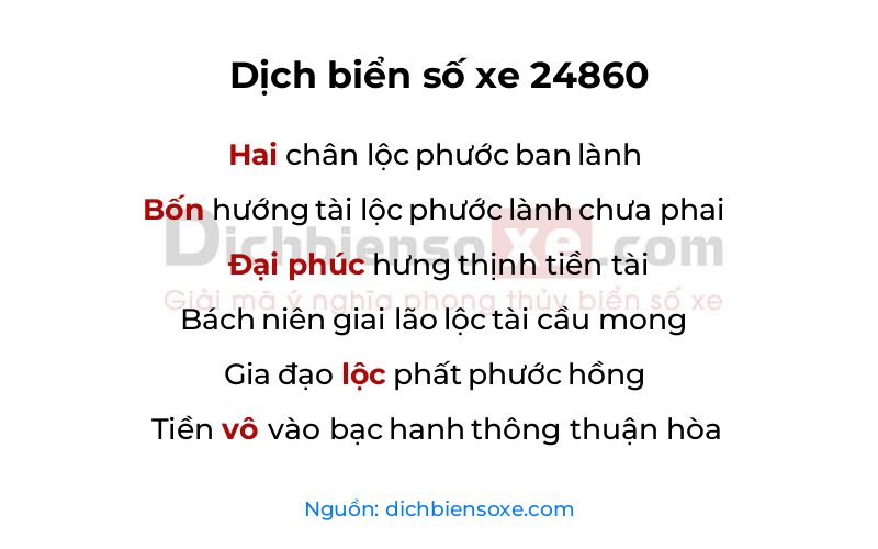 Dịch thơ biển số 24860