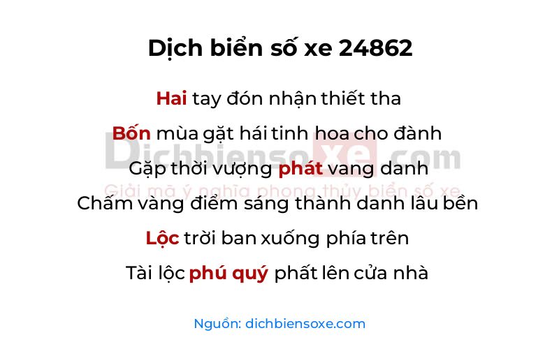 Dịch thơ biển số 24862
