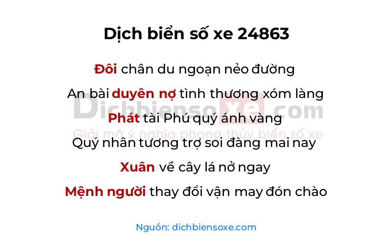 Dịch thơ biển số 24863