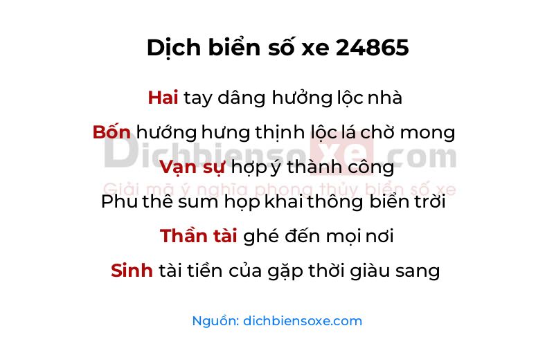 Dịch thơ biển số 24865