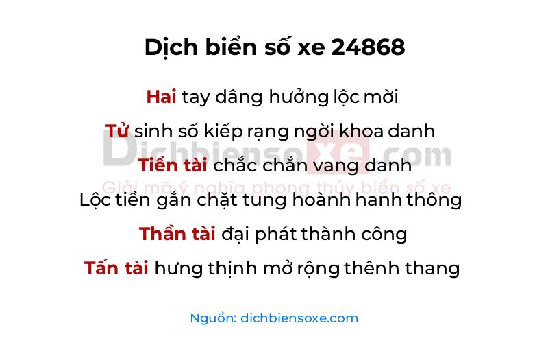 Dịch thơ biển số 24868