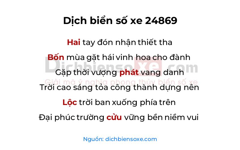 Dịch thơ biển số 24869