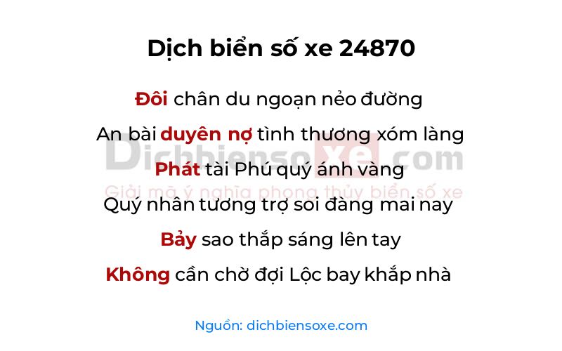 Dịch thơ biển số 24870