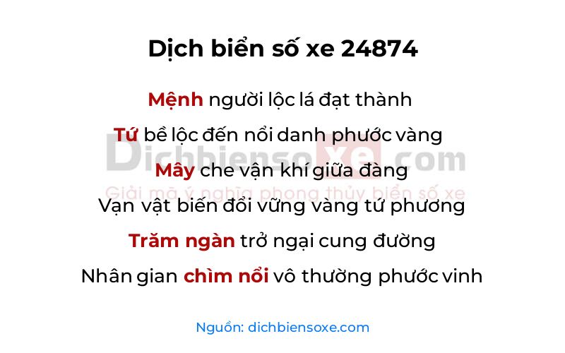 Dịch thơ biển số 24874