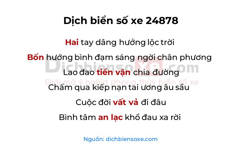 Dịch thơ biển số 24878