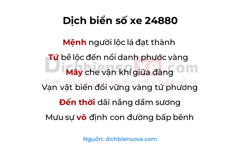 Dịch thơ biển số 24880