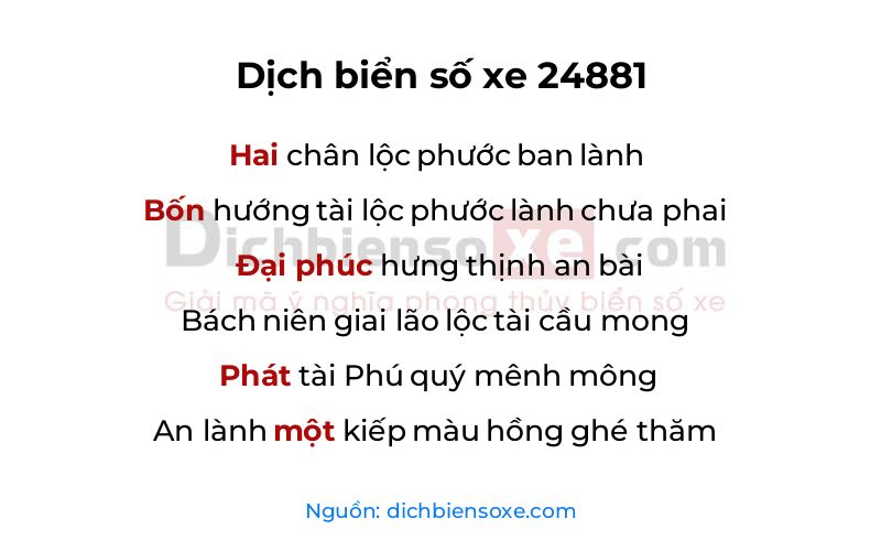 Dịch thơ biển số 24881