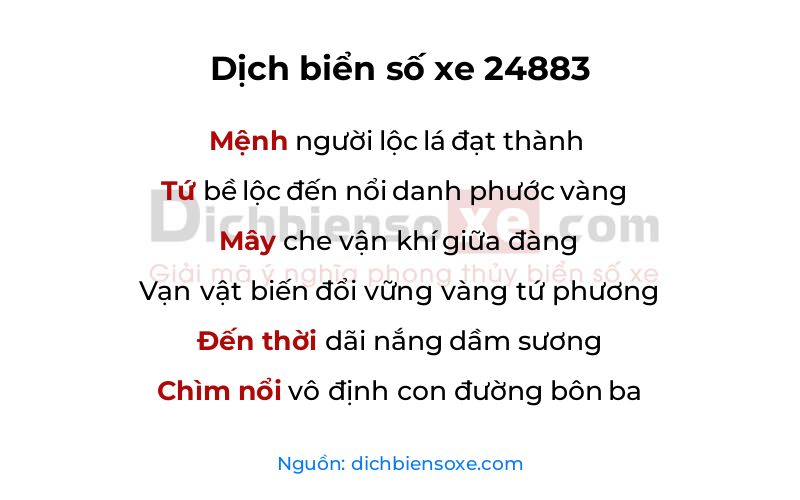 Dịch thơ biển số 24883