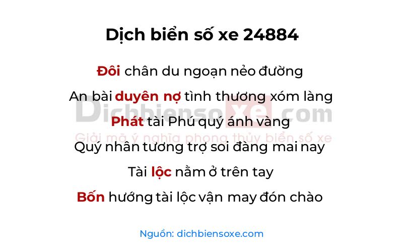 Dịch thơ biển số 24884