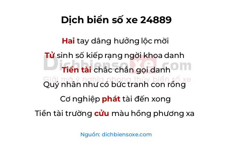 Dịch thơ biển số 24889