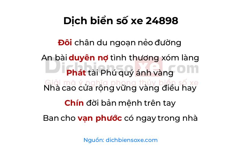 Dịch thơ biển số 24898