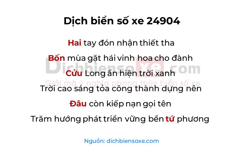Dịch thơ biển số 24904