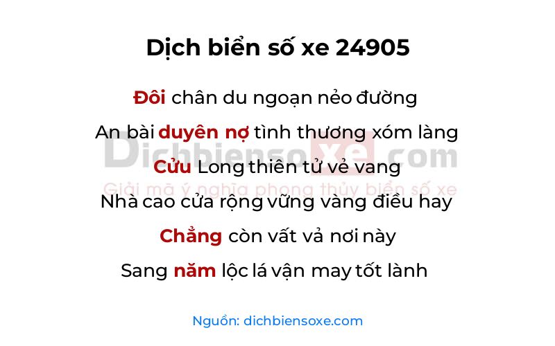 Dịch thơ biển số 24905