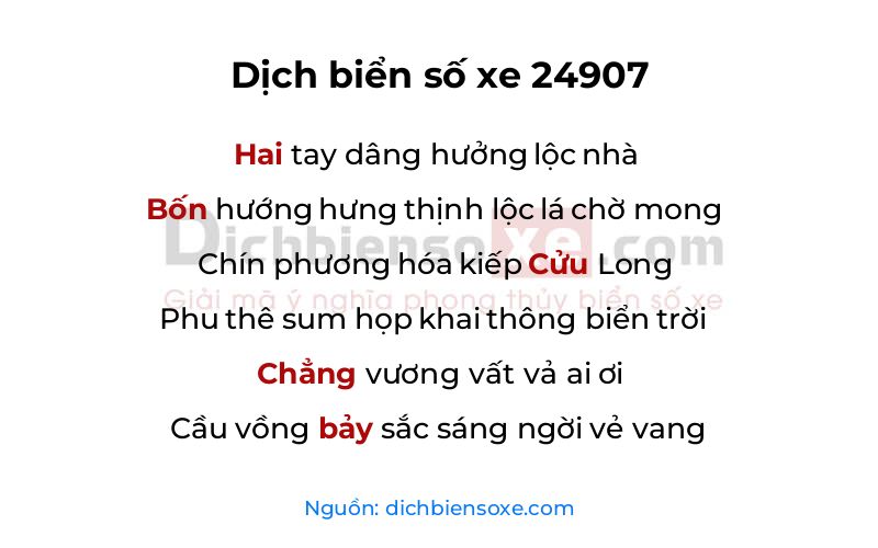 Dịch thơ biển số 24907