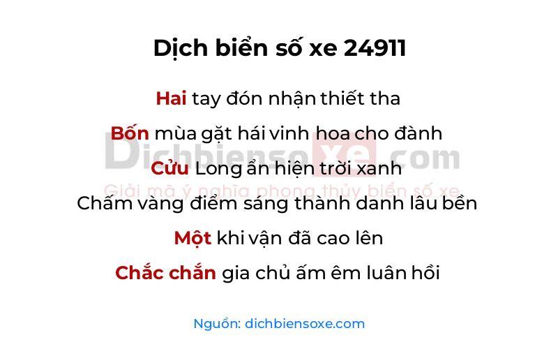 Dịch thơ biển số 24911