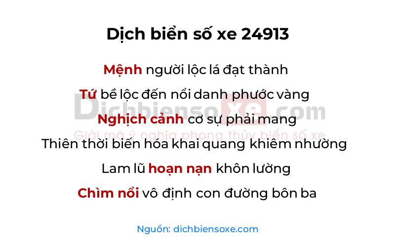 Dịch thơ biển số 24913