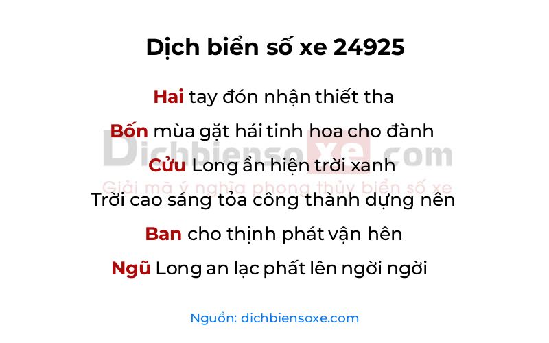 Dịch thơ biển số 24925
