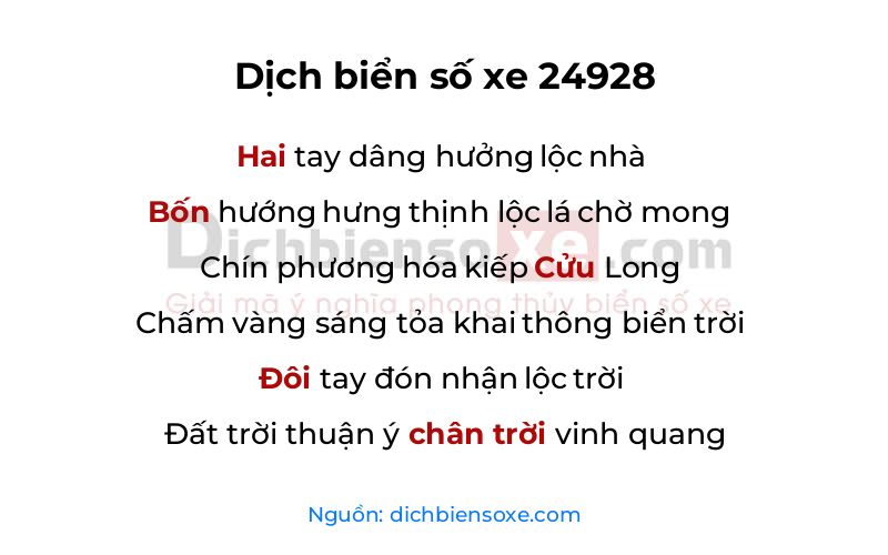 Dịch thơ biển số 24928
