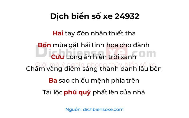 Dịch thơ biển số 24932