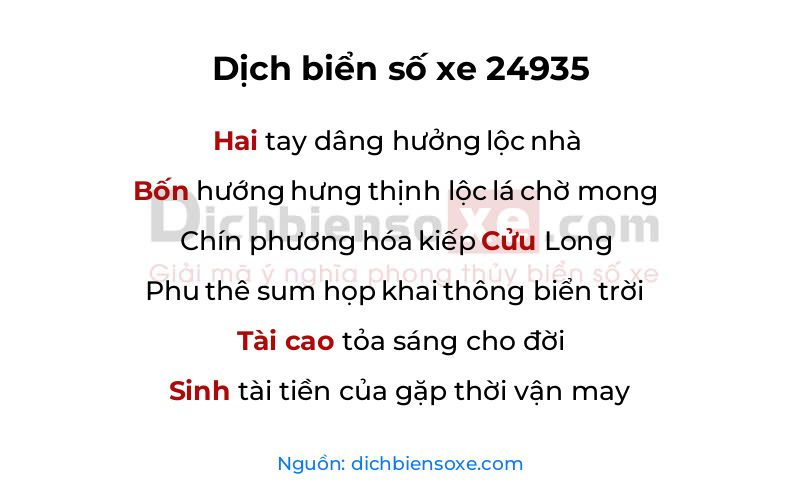 Dịch thơ biển số 24935