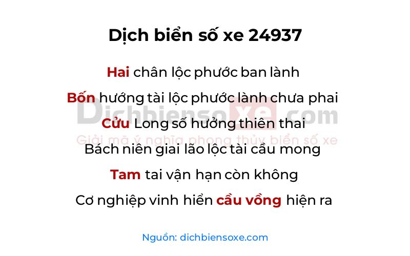 Dịch thơ biển số 24937