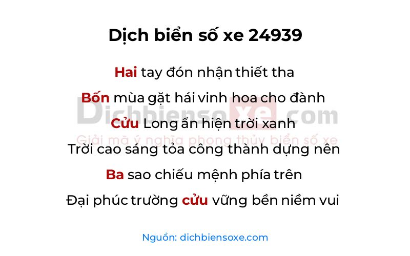 Dịch thơ biển số 24939