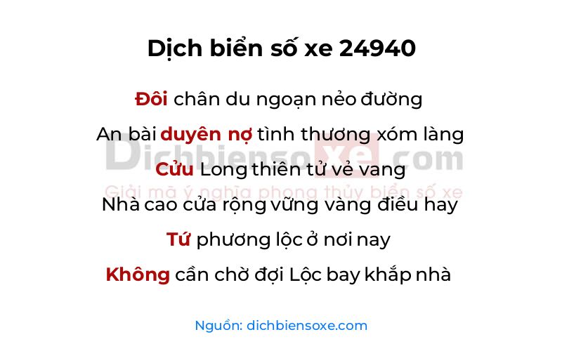 Dịch thơ biển số 24940