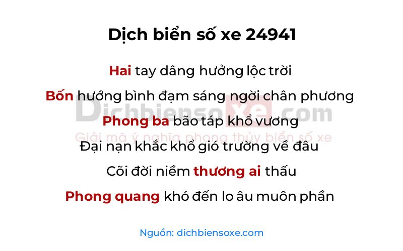 Dịch thơ biển số 24941