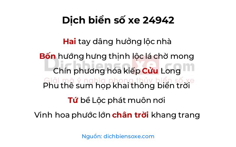 Dịch thơ biển số 24942