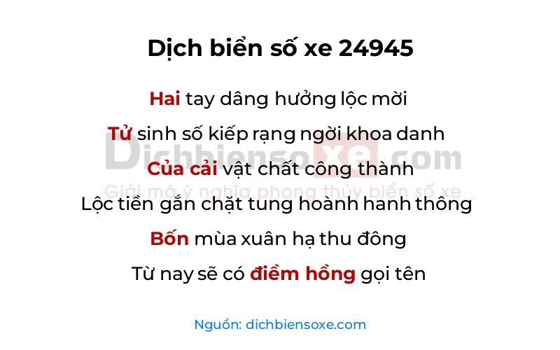 Dịch thơ biển số 24945