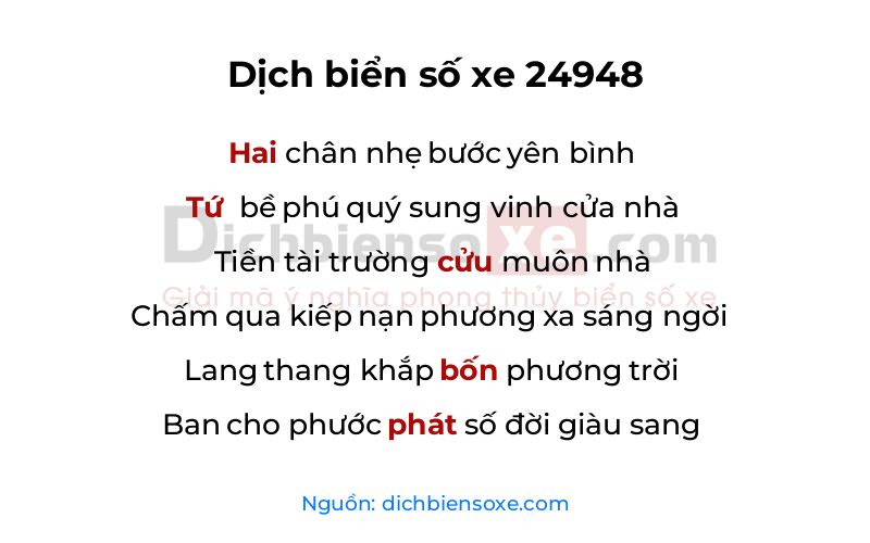 Dịch thơ biển số 24948