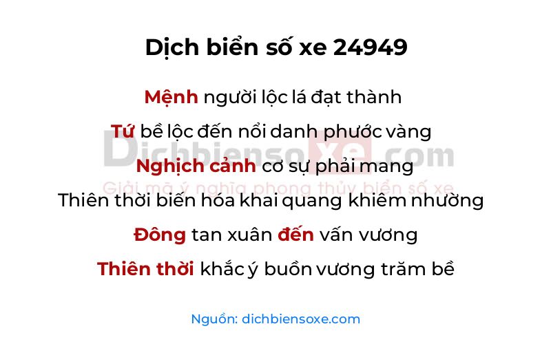 Dịch thơ biển số 24949