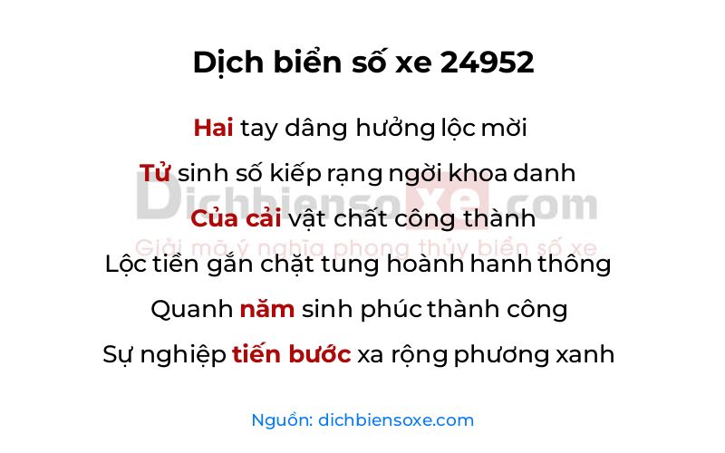 Dịch thơ biển số 24952
