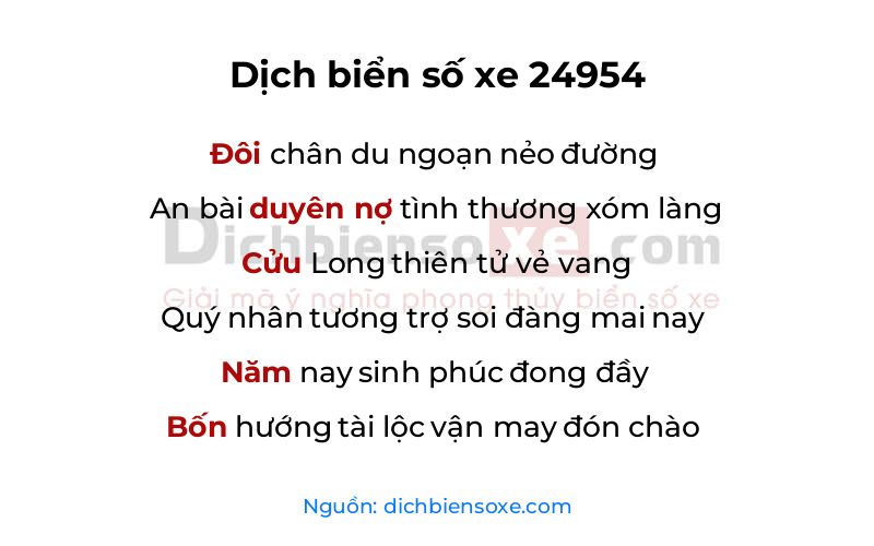 Dịch thơ biển số 24954