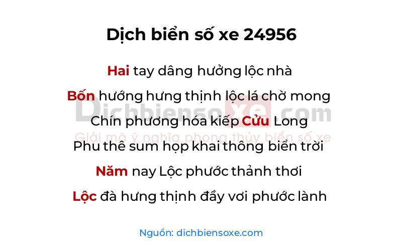 Dịch thơ biển số 24956