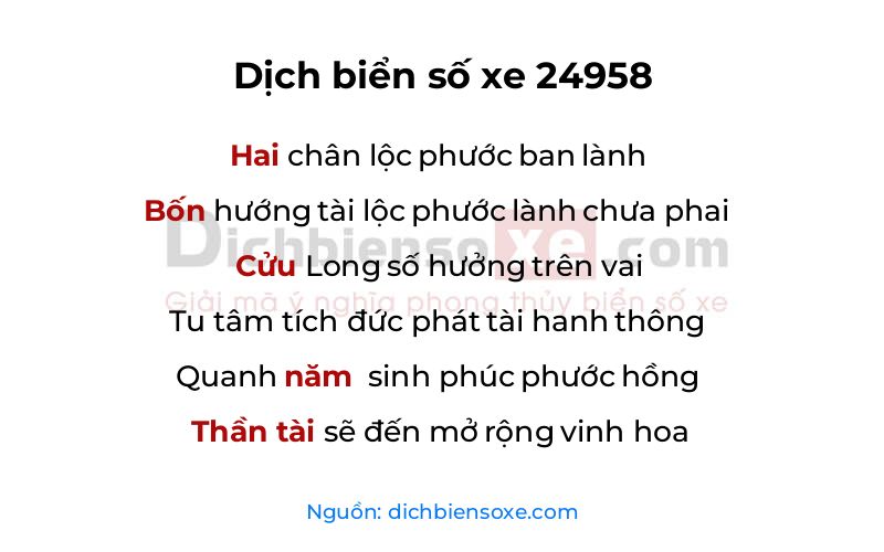 Dịch thơ biển số 24958