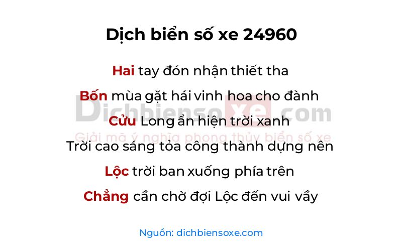 Dịch thơ biển số 24960