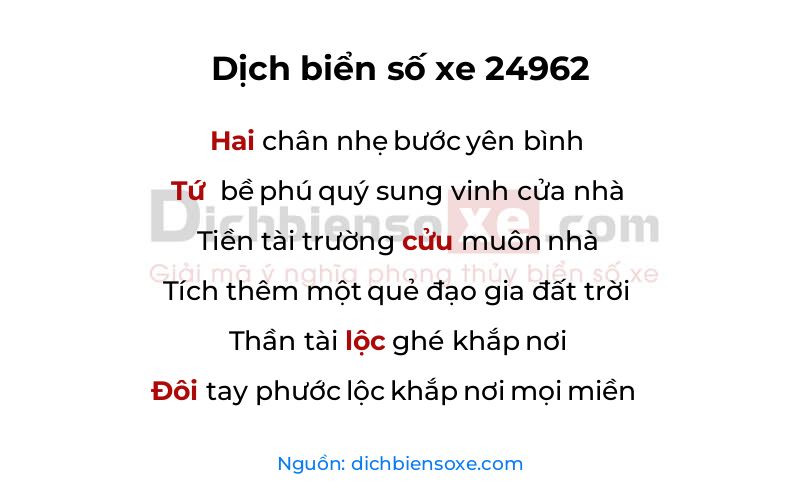 Dịch thơ biển số 24962
