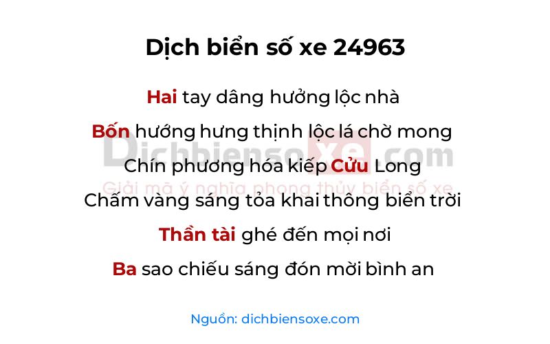 Dịch thơ biển số 24963